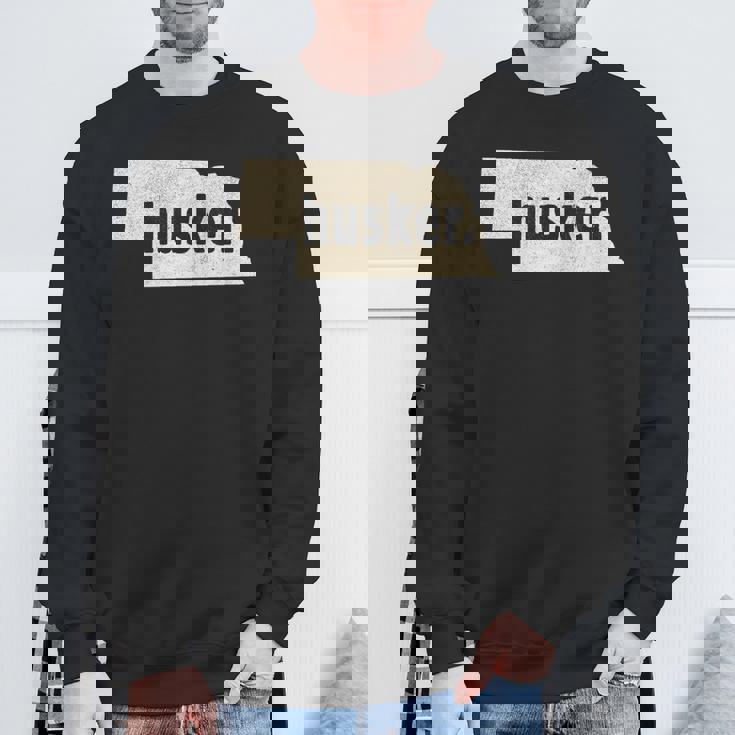 Nebraska State Nickname Husker [Distressed] Sweatshirt Gifts for Old Men